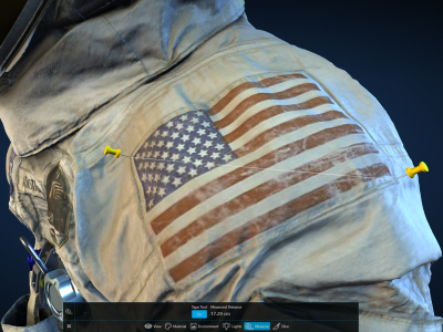 Measuring the on-screen American flag on the space suit